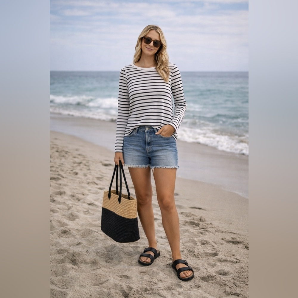 GAP Black and White Striped Tee
